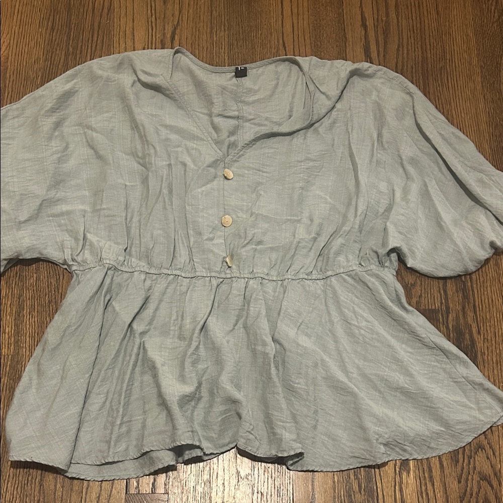 *3 for $10* ModCloth baby blue peplum blouse size 3x